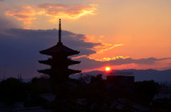 古都の夕日