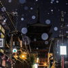 八坂道に雪が舞う