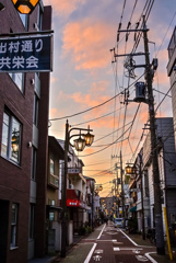 いつもの商店街夕景