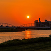 多摩川の夕日