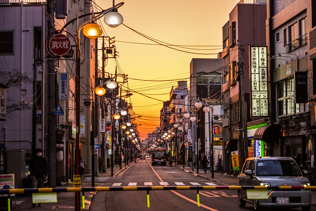 東急蓮沼駅夕景