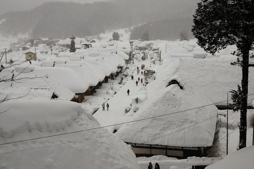 大内宿雪景色