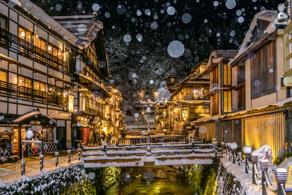 銀山温泉の雪景色