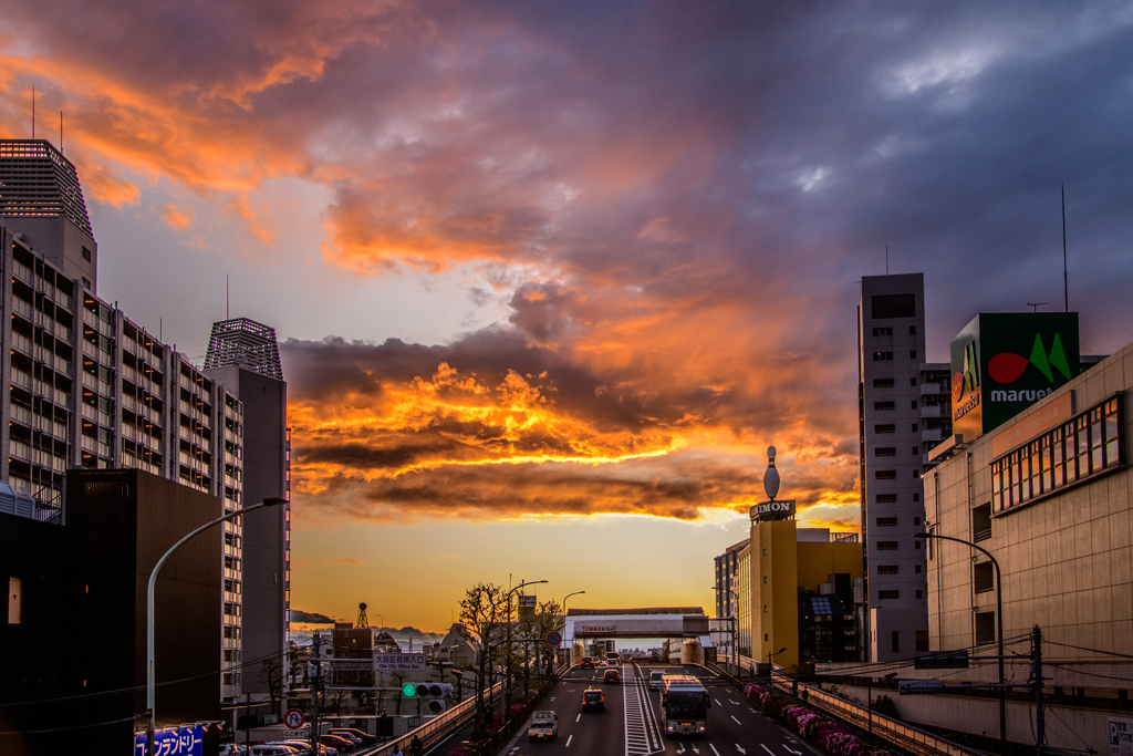 蒲田陸橋の夕焼け