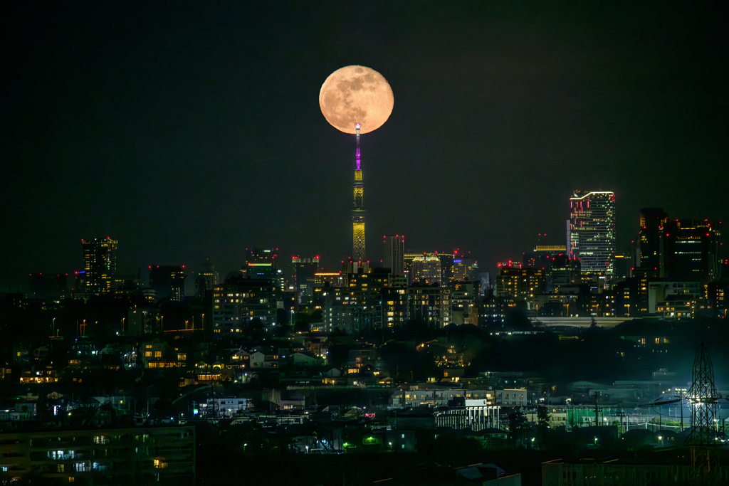 続・大きな月とスカイツリー