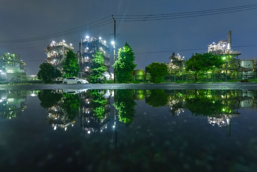 川崎工場夜景リフレクション2