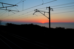 線路と夕日