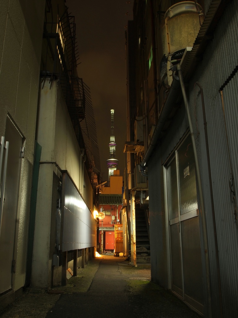 路地裏の塔