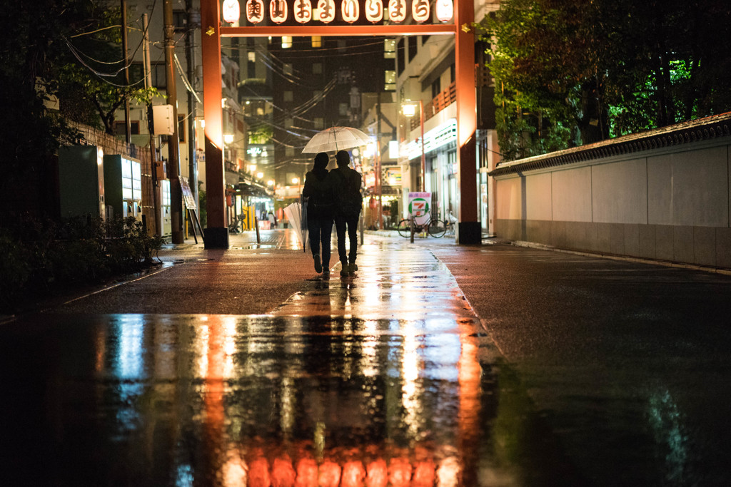 Sharing an umbrella