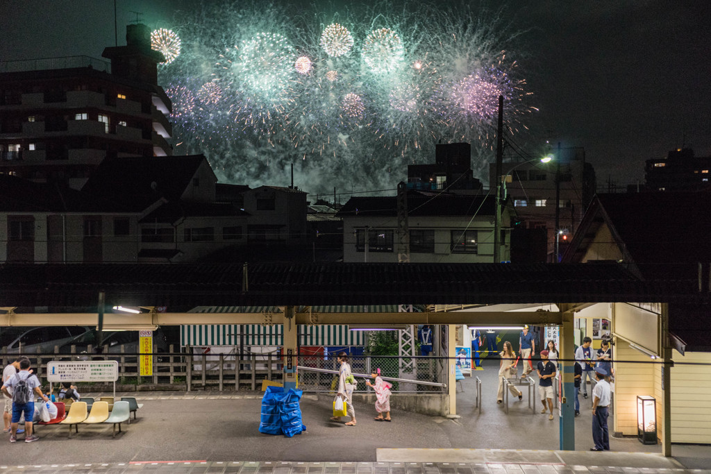 Fireworks from the local station