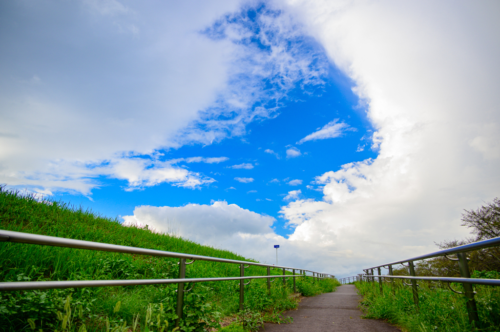 雨雲割く道