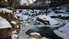 厳冬の山鶏滝