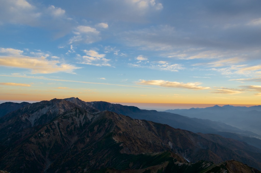 五竜岳からの朝焼け