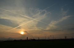 夕日にクロス