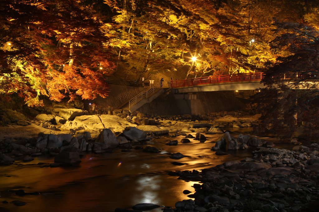 香嵐渓の紅葉夜景