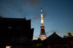 東京タワー増上寺から