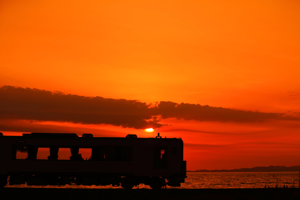 夕焼けを撮みに