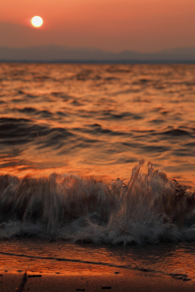 小川原湖の夕日