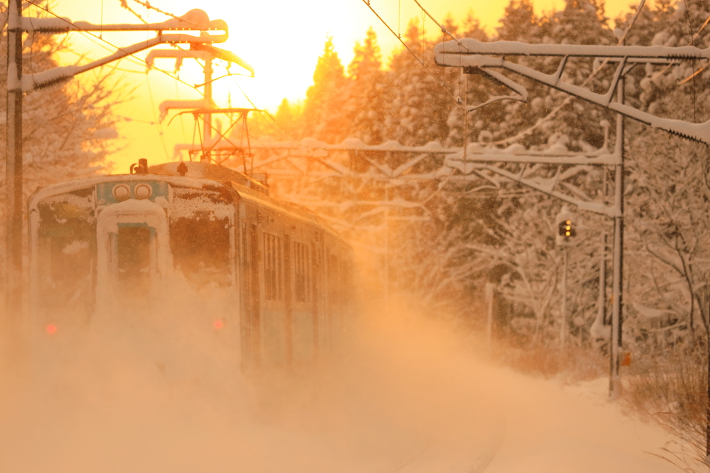 雪煙に包まれて