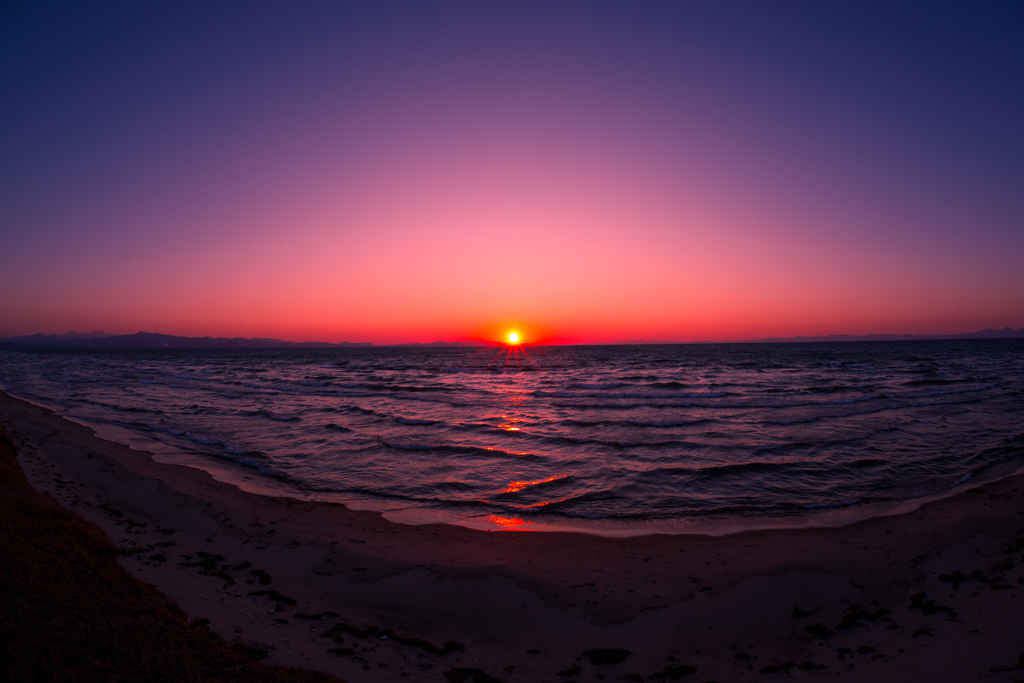 むつ湾の夕陽