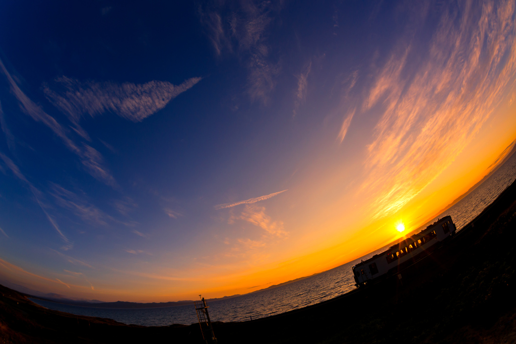 夕日のジェットコースター