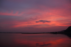 小川原湖の夕焼け