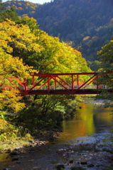 色づき始めの薬研渓流にて 色づき始めの薬研渓流にて