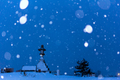 Snow at night