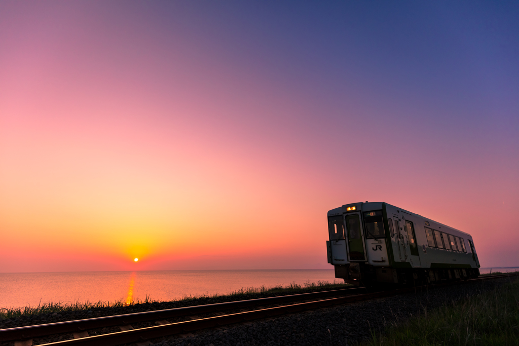 夕陽のお出迎え