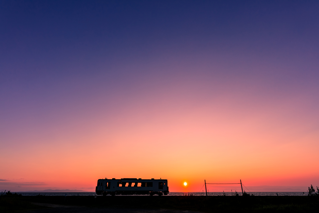 ネコバスと夕陽