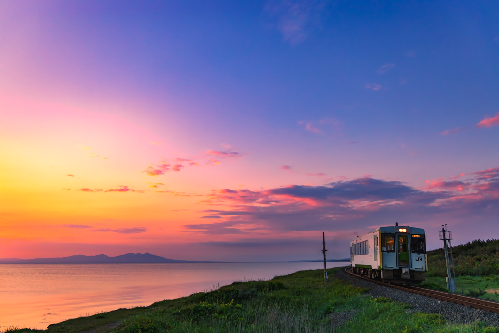 夕陽海岸から