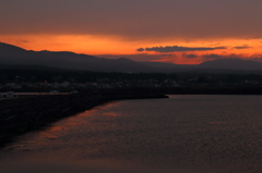 埠頭の夕焼け