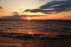 小川原湖の夕景