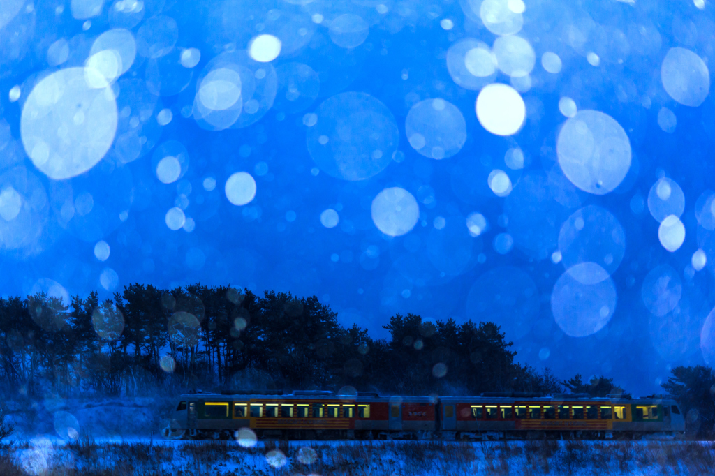 Snow at night -Train-