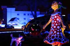 Polka dot Girl & Dog