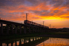 夕日の中の金太郎