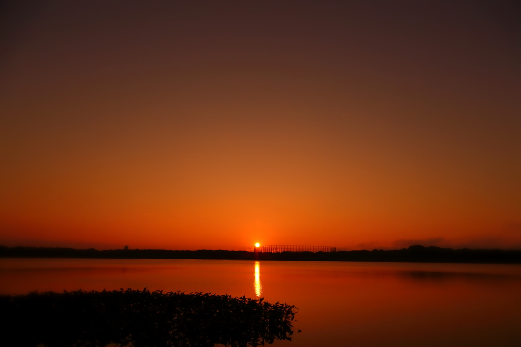 姉沼の夕日