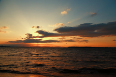 小川原湖の夕景