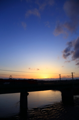 夕日に向かって