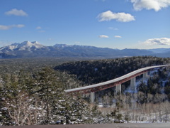 松見大橋とクマネシリ岳