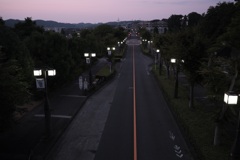 夜明けの歩道橋から