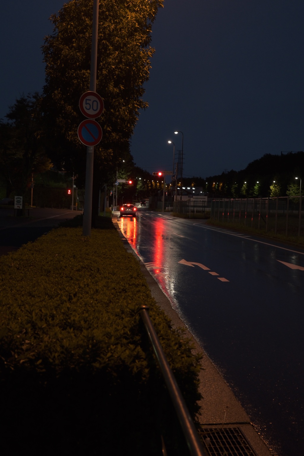 雨の赤信号