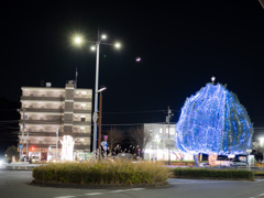 駅前ツリーとお月様