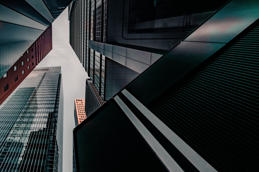 Between buildings