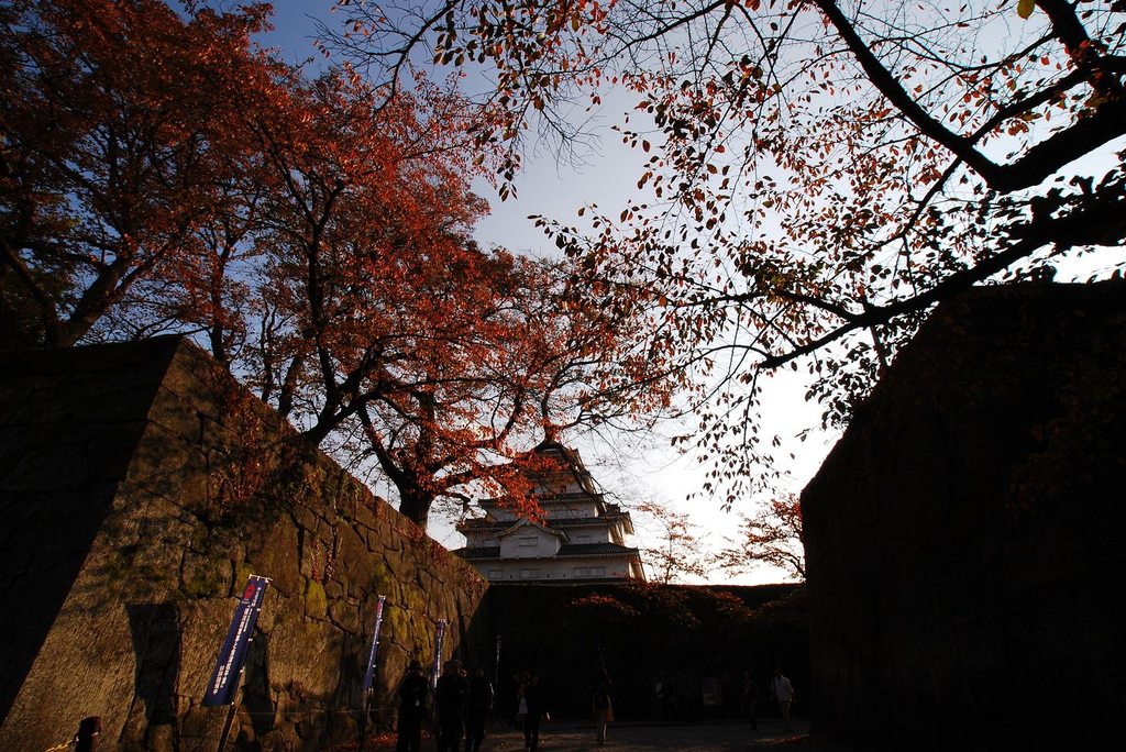 紅葉の若松城