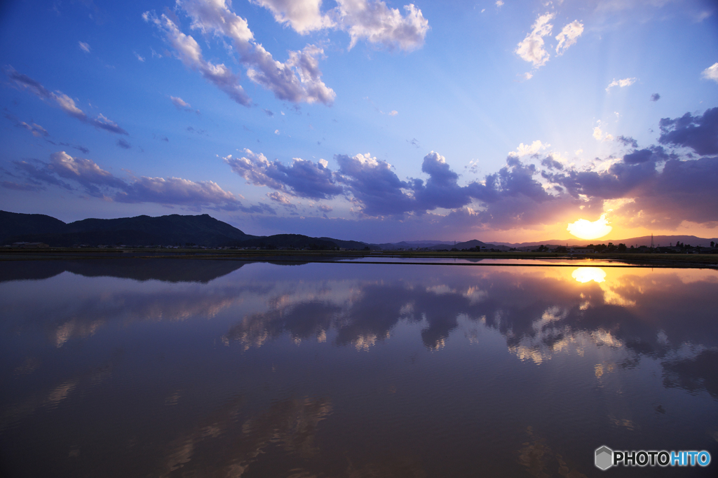 何時もの田園夕景・田植え前