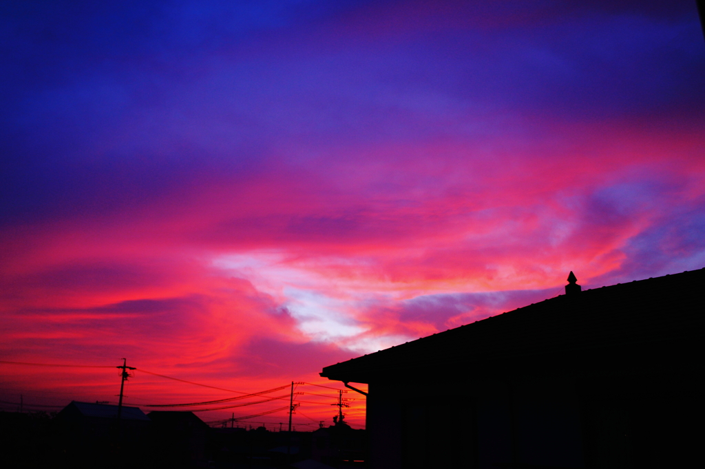 慌てた夕焼け