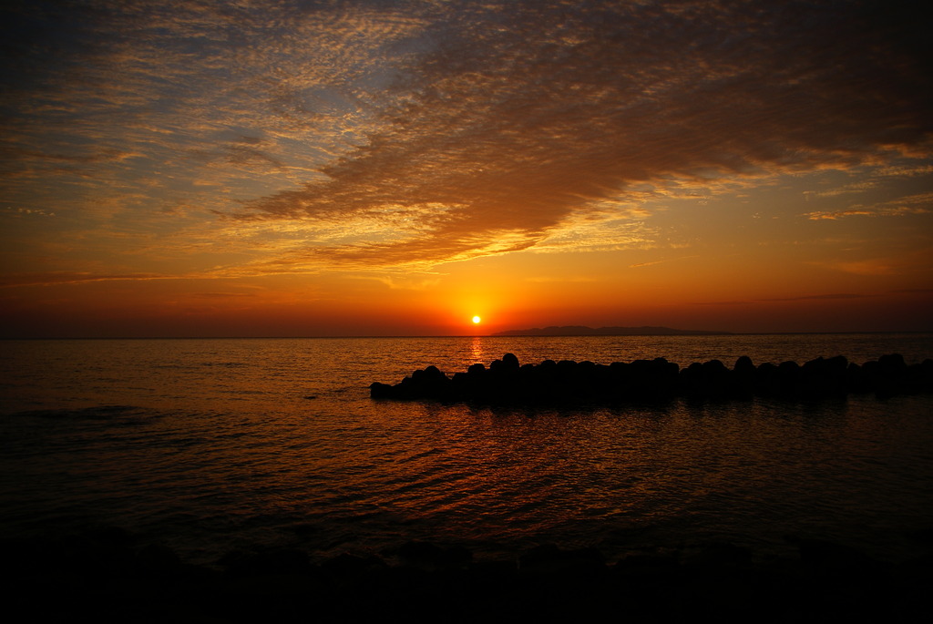 笹川流れの夕日