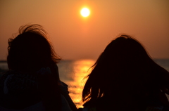夕日とシルエット
