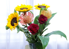 今度はお疲れ様の花束